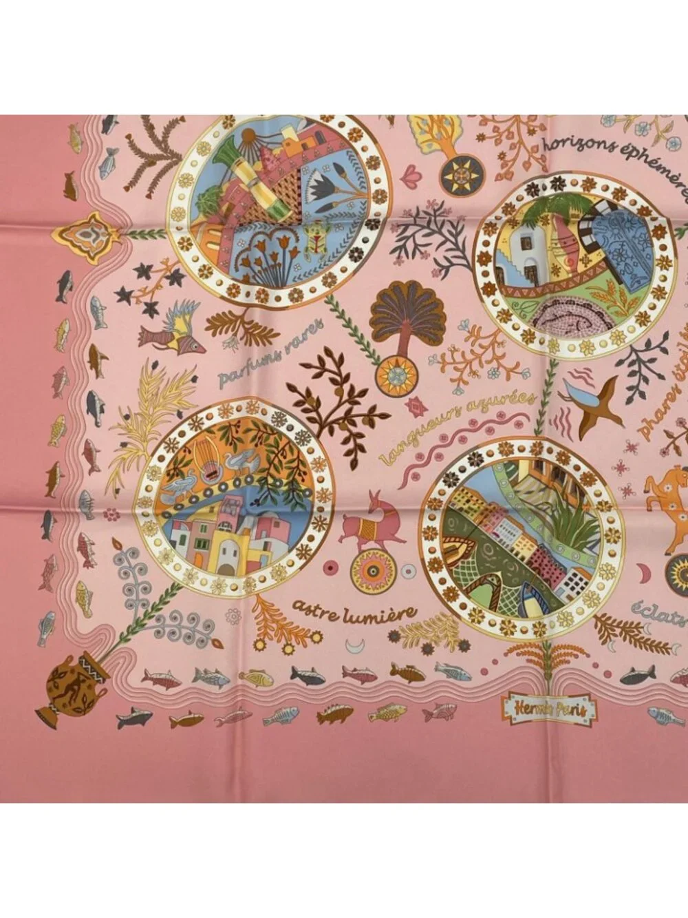 Hermes Carre 90 Escales Mediterraneennes Mediterranean Port Town Scarf Silk - Picture 2 of 7
